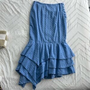 NBD Asymmetrical Blue Ruffled Skirt